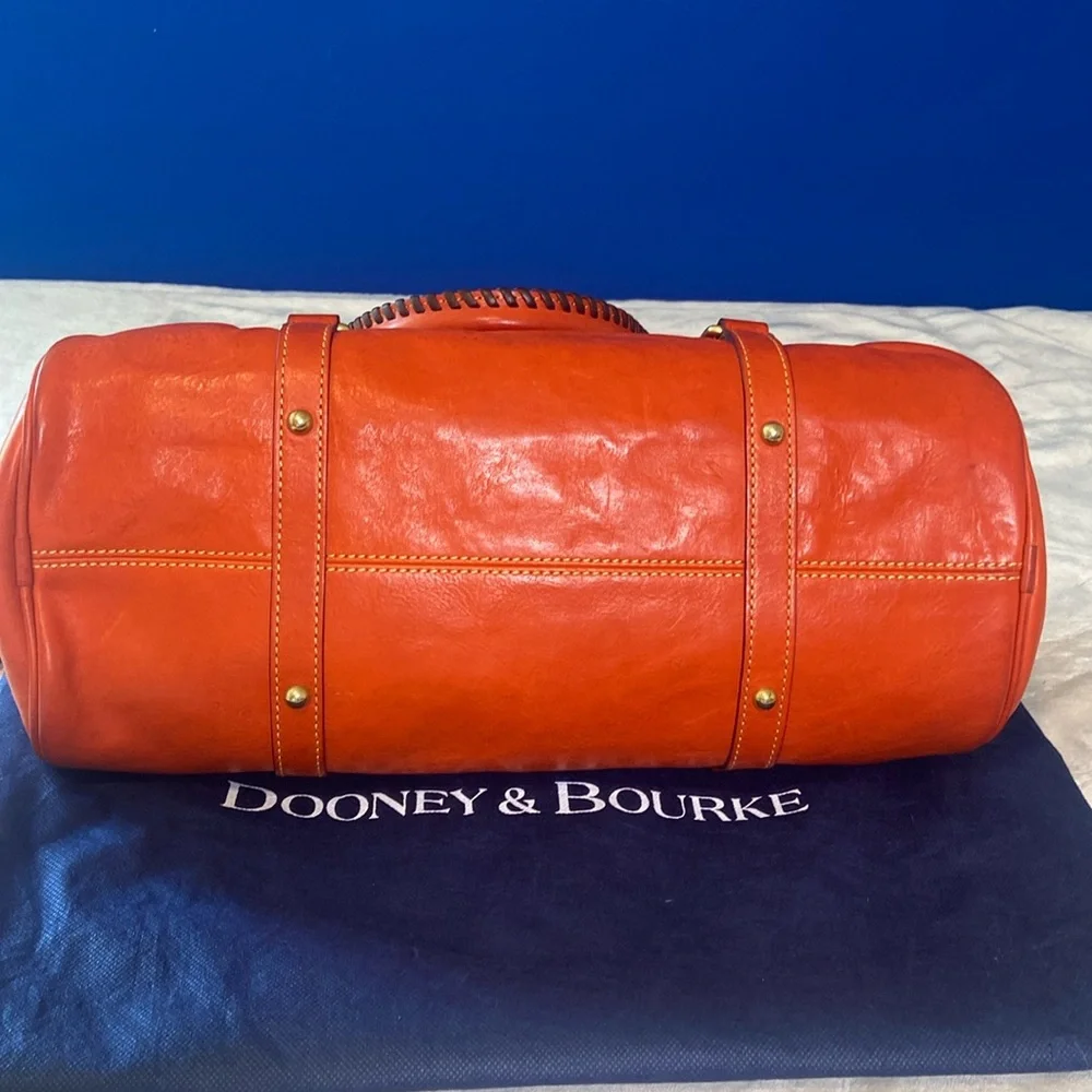 RARE! Dooney & Bourke Orange Florentine Leather Satchel w/Whipstitch Detail EUC! - Picture 5 of 16